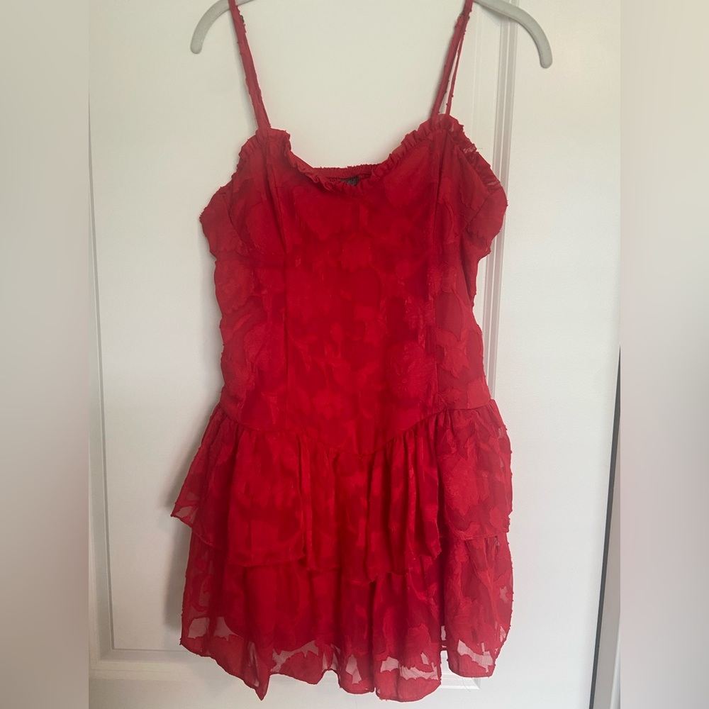 wild fable Red Tiered Ruffle Mini Dress